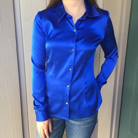Juicy Couture | Tops | Newjuicy Couture Royal Blue Silk Blouse | Poshmark